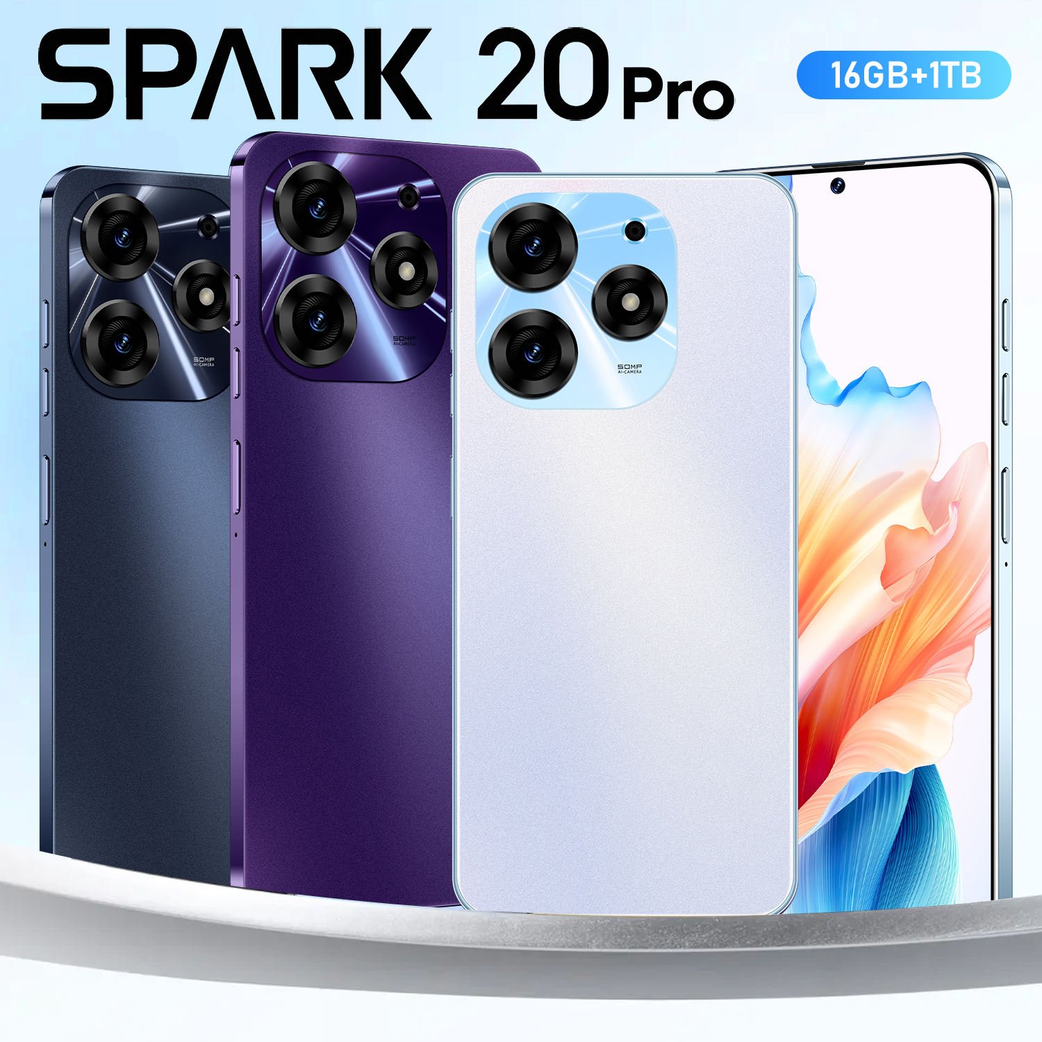 Original cellphones 7.3Inch Spark 20 Pro 16g+1TB 5G 7800mah Mobile Phone Dual Sim Card Beauty tecno spark 10 pro